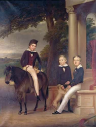 Porträt von John, George und Thomas Gladstone mit ihren Lieblingstieren, ca. 1840